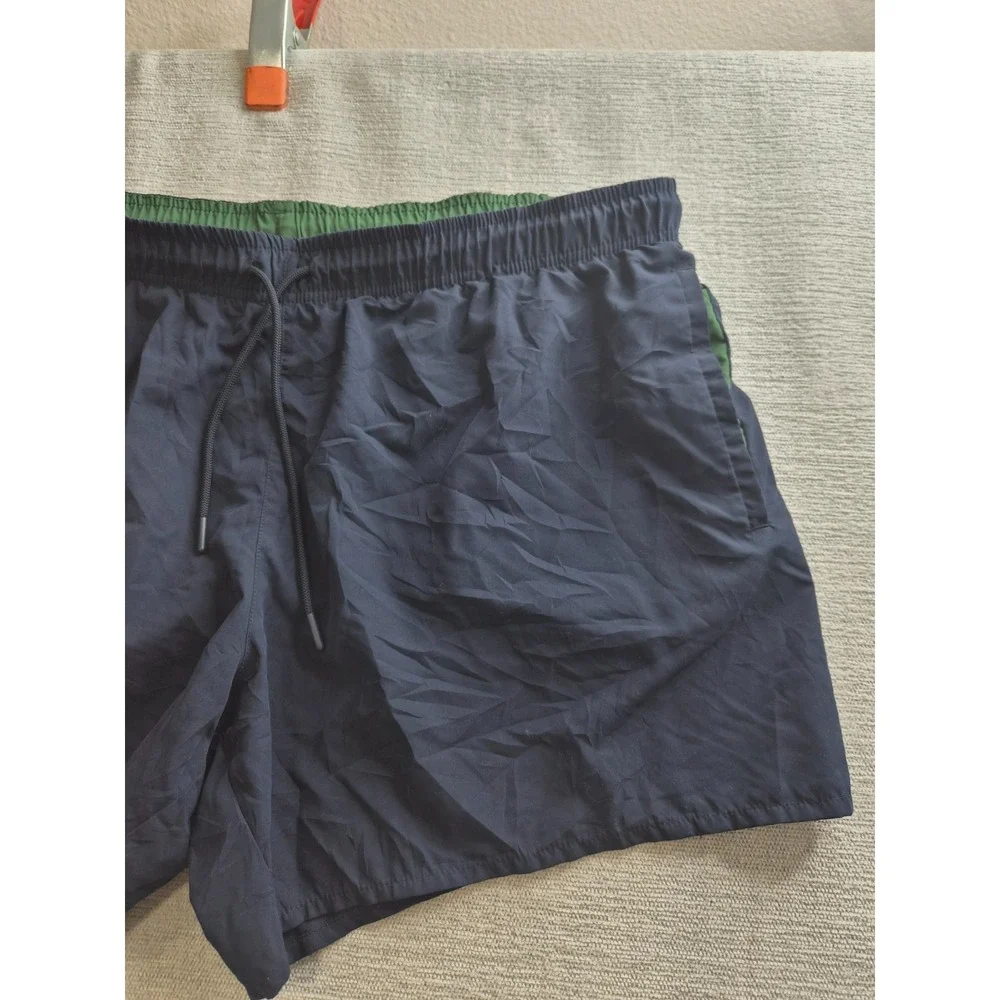 Lacoste Monochrome Swim Trunks Men 2XL Navy Blue Mesh Lined Quick Dry Drawstring